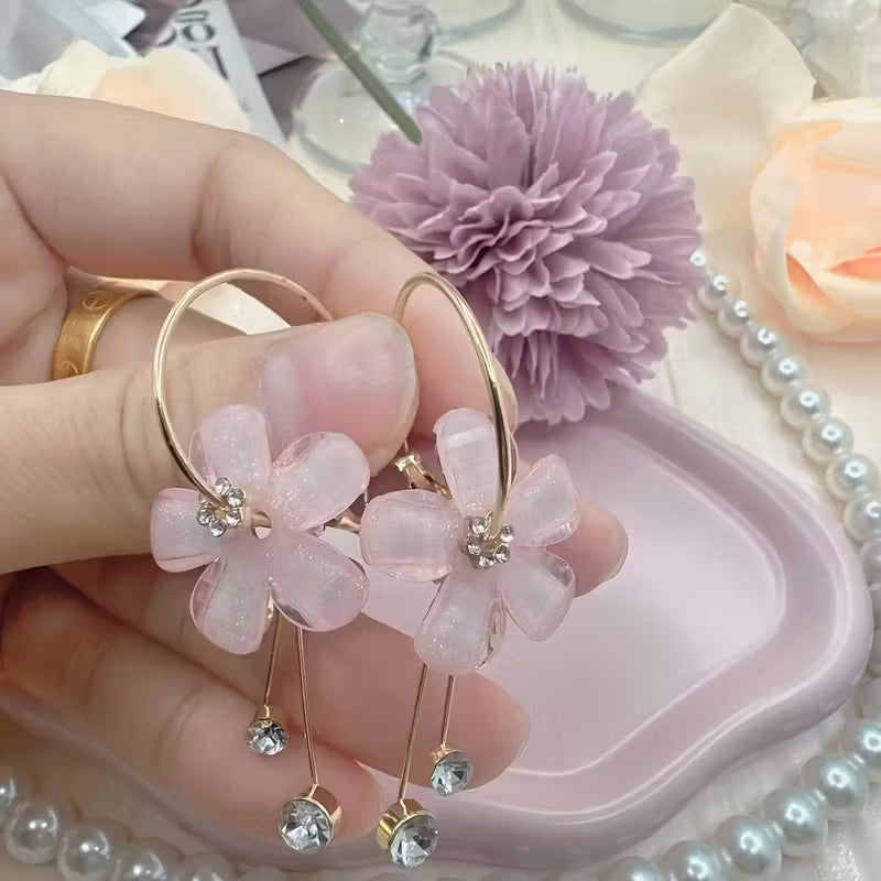 Aretes Vintage Flores - Color Rosa