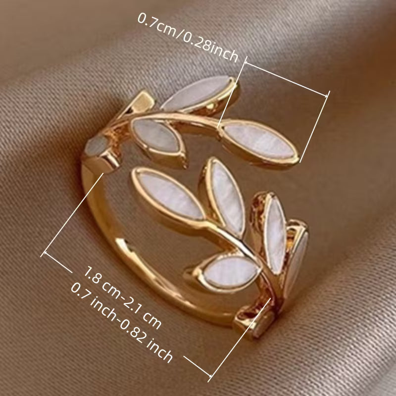 Anillo Ajustable de Hoja para Mujer