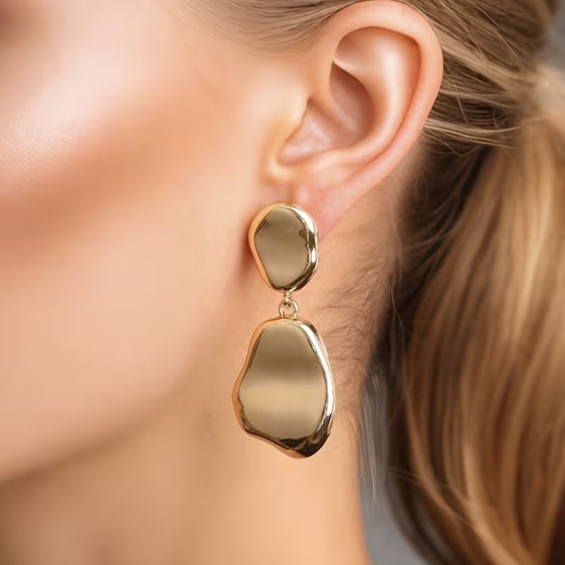 Pendientes colgantes geométricos con costuras irregulares