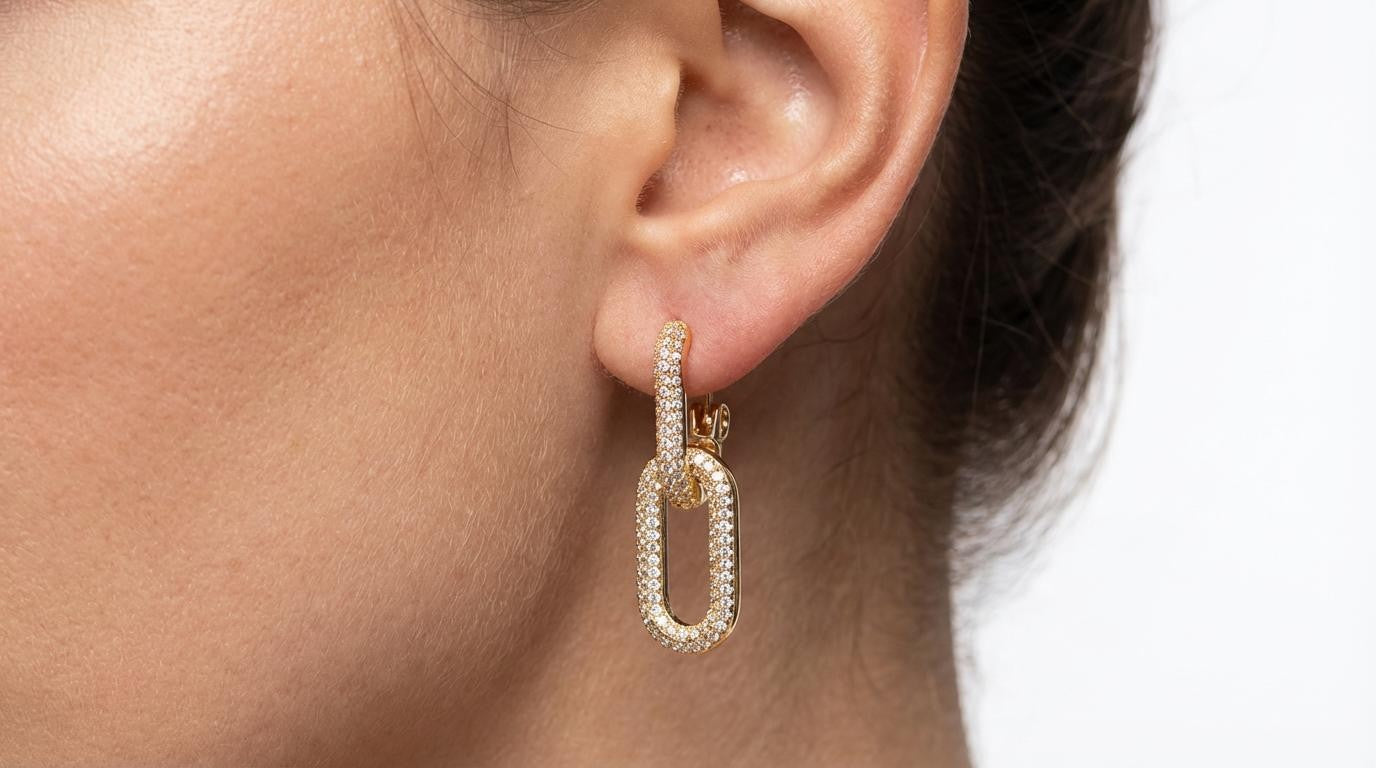 Aretes dorados tipo Cadena