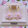 Aretes Flor Cristalina con Aro Brillante