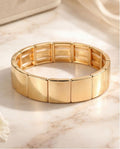 Pulsera elástica curva de Metal brillante Cuadrado