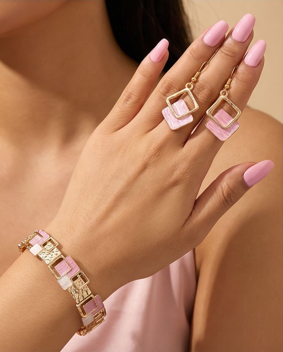 Set Geométrica Rosa