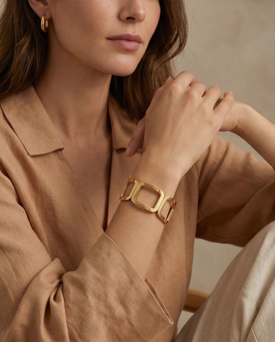 Pulsera Geométrica Dorado